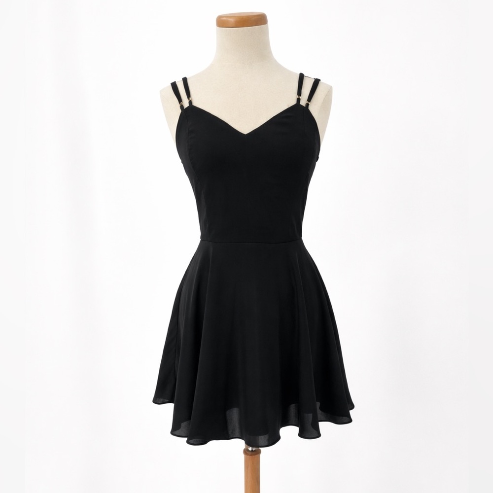 Amanda Uprichard x Revolve M fit & flare V-Neck 0044 Mini Dress Black Medium